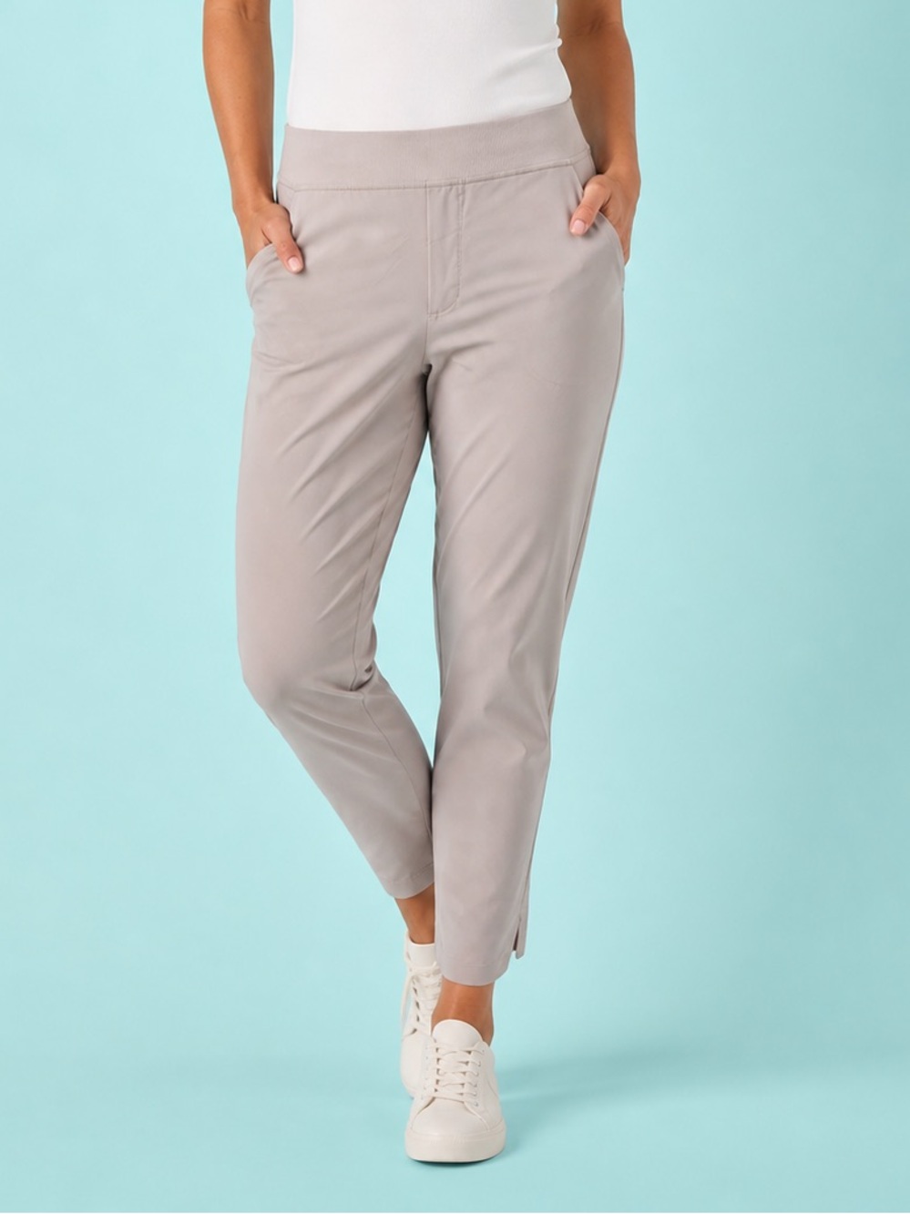 Athleta Brooklyn Ankle Pant Size 16 Beige Travel Work Stretch Mid Rise